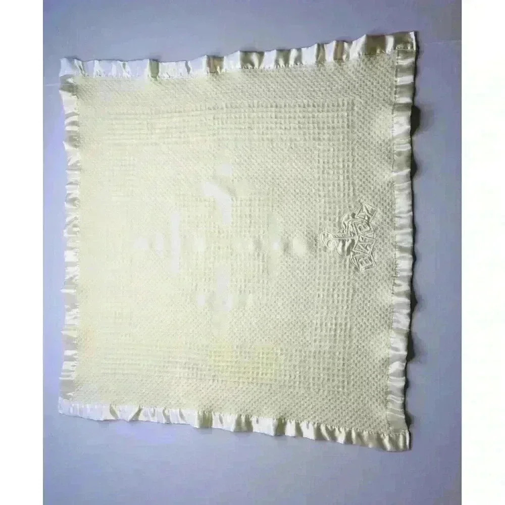 Kidget Thermal Baby Blanket Giraffe w. Satin Trim Yellow 33 3/8 x 29 1/4 inches